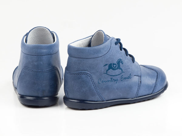 Emel Blue Leather Lace Up Casual Shoes (e1385-7)