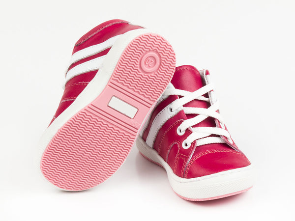 Emel Raspberry Leather Lace Up Sneakers (e1533-6)
