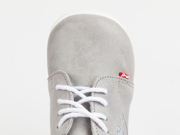 Emel Grey Embroidered Leather Lace Up Casual Shoes (e1596-2)