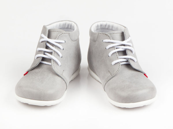 Emel Grey Embroidered Leather Lace Up Casual Shoes (e1596-2)