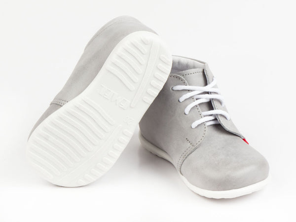 Emel Grey Embroidered Leather Lace Up Casual Shoes (e1596-2)