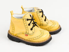 Emel Yellow Leather Lace Up Ankle Boots (e1733)