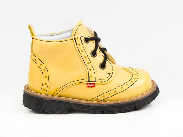 Emel Yellow Leather Lace Up Ankle Boots (e1733)