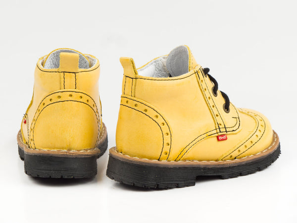 Emel Yellow Leather Lace Up Ankle Boots (e1733)