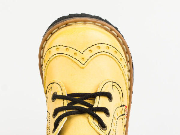 Emel Yellow Leather Lace Up Ankle Boots (e1733)