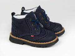 Emel Navy Leather Lace Up Ankle Boots (e1828-2)