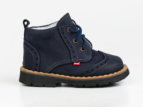 Emel Navy Leather Lace Up Ankle Boots (e1828-2)