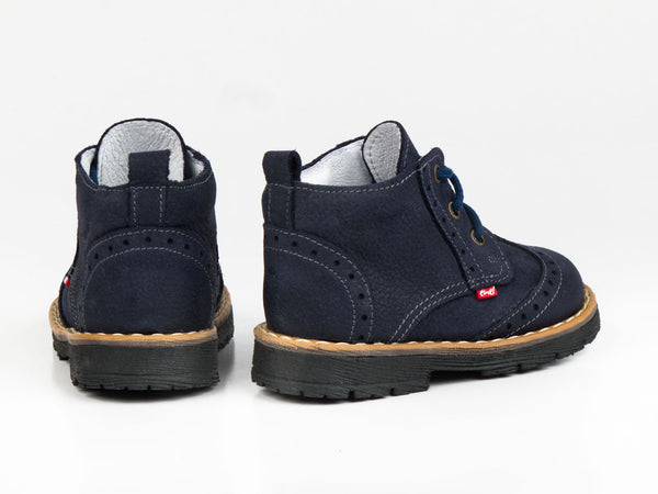 Emel Navy Leather Lace Up Ankle Boots (e1828-2)