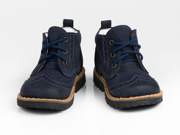 Emel Navy Leather Lace Up Ankle Boots (e1828-2)