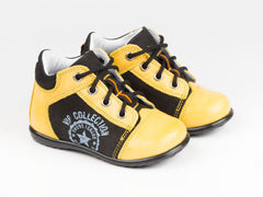 Emel Yellow/Black Leather/Suede Lace Up Casual Shoes (e2069-6)