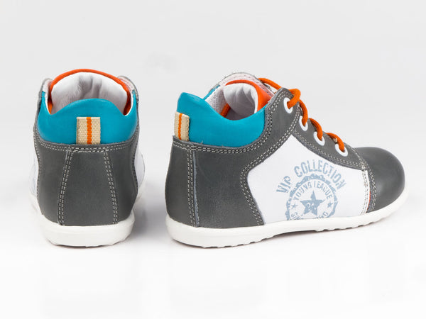 Emel Grey/White Leather Lace Up Casual Shoes (e2069-8)