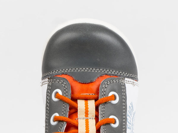 Emel Grey/White Leather Lace Up Casual Shoes (e2069-8)