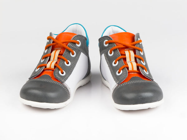 Emel Grey/White Leather Lace Up Casual Shoes (e2069-8)