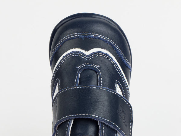 Emel Navy/White Perforated Leather Velcro Casual Shoes (e2096-8)