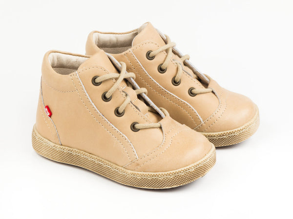 Emel Beige Leather Lace Up Sneakers (e2147-1)