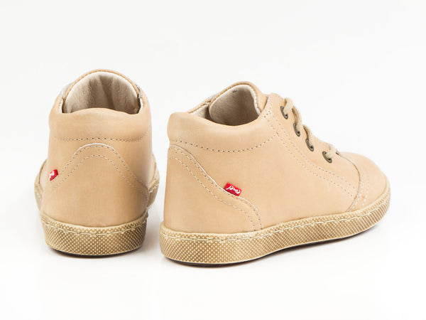 Emel Beige Leather Lace Up Sneakers (e2147-1)