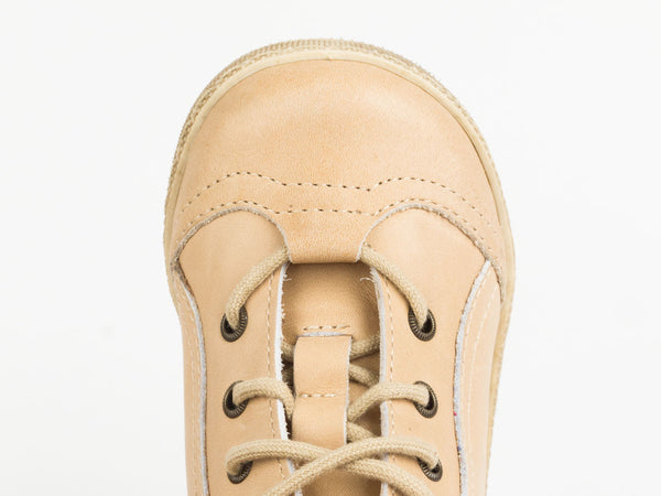 Emel Beige Leather Lace Up Sneakers (e2147-1)