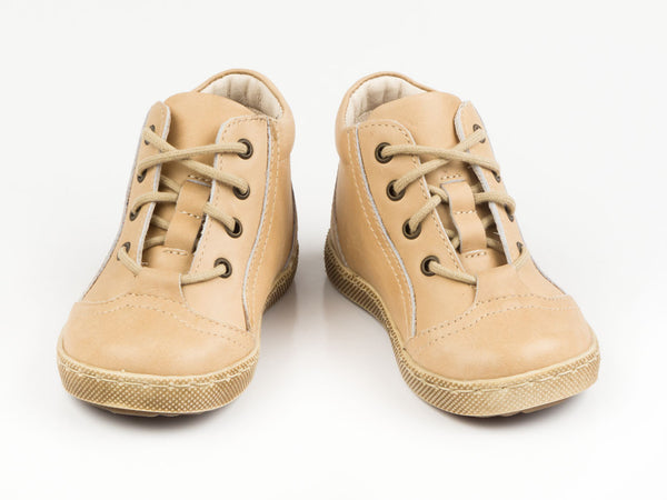 Emel Beige Leather Lace Up Sneakers (e2147-1)