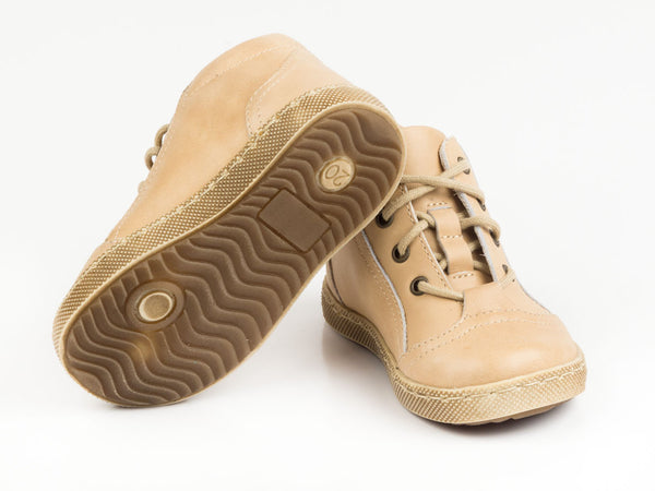 Emel Beige Leather Lace Up Sneakers (e2147-1)