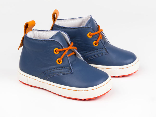 Emel Navy Leather Lace Up Casual Shoes (e2150-3)