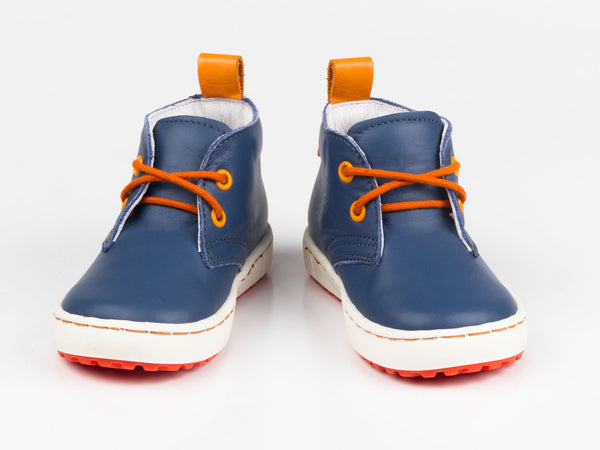 Emel Navy Leather Lace Up Casual Shoes (e2150-3)