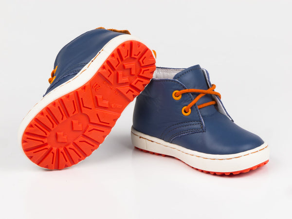 Emel Navy Leather Lace Up Casual Shoes (e2150-3)