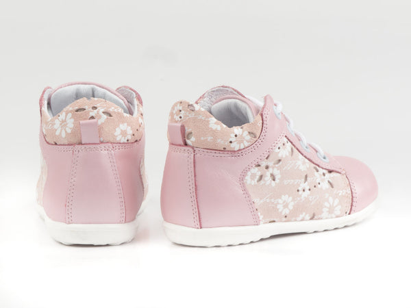 Emel Soft Pink/Floral Print Lace Up Casual Shoes (e2162-3)