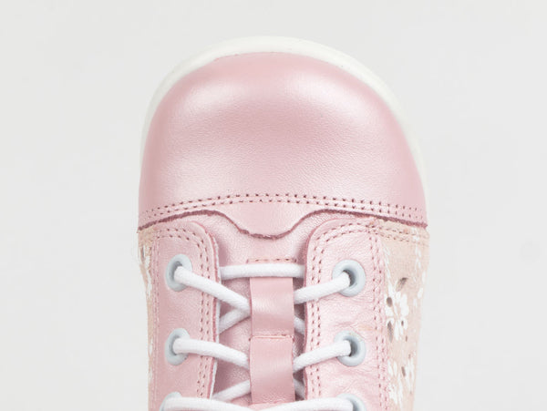 Emel Soft Pink/Floral Print Lace Up Casual Shoes (e2162-3)