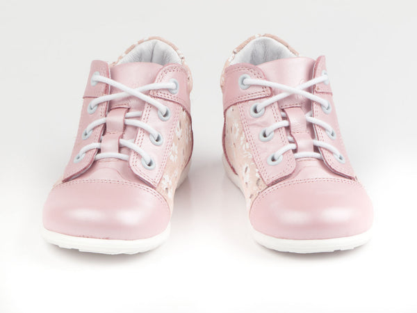 Emel Soft Pink/Floral Print Lace Up Casual Shoes (e2162-3)