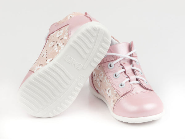 Emel Soft Pink/Floral Print Lace Up Casual Shoes (e2162-3)