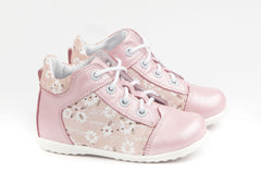 Emel Soft Pink/Floral Print Lace Up Casual Shoes (e2162-3)