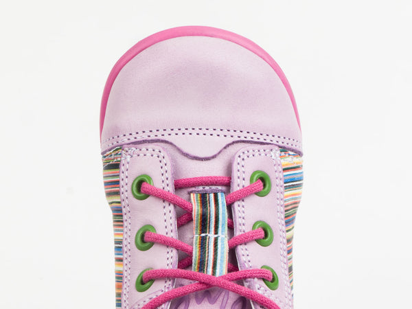 Emel Pink/Striped Pattern Leather Lace Up Casual Shoes (e2180-1)