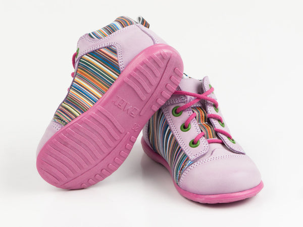 Emel Pink/Striped Pattern Leather Lace Up Casual Shoes (e2180-1)