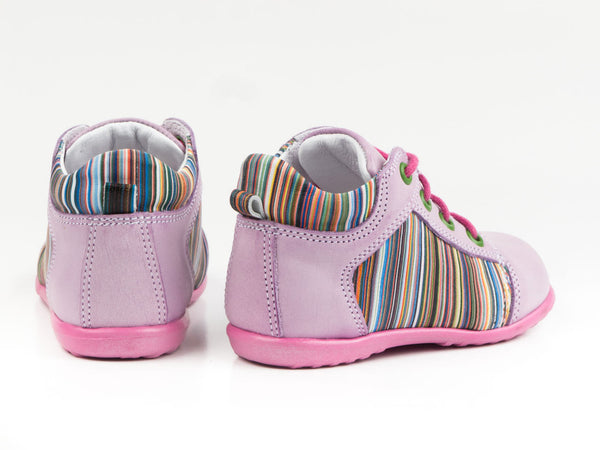 Emel Pink/Striped Pattern Leather Lace Up Casual Shoes (e2180-1)