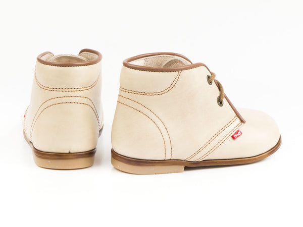 Emel Nude Leather Lace Up Casual Shoes (e2195-7)