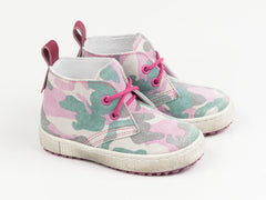 Emel Pink Camouflage Pattern Suede Lace Up Casual Shoes (e2284-1)