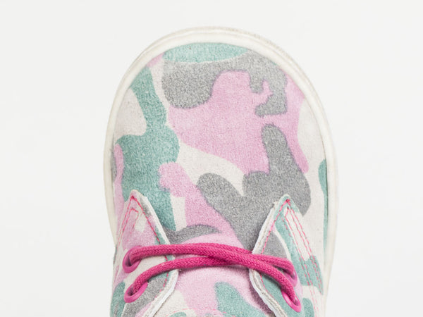 Emel Pink Camouflage Pattern Suede Lace Up Casual Shoes (e2284-1)