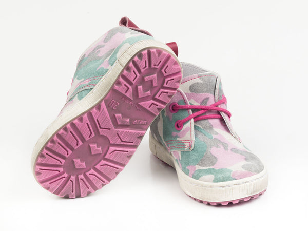 Emel Pink Camouflage Pattern Suede Lace Up Casual Shoes (e2284-1)