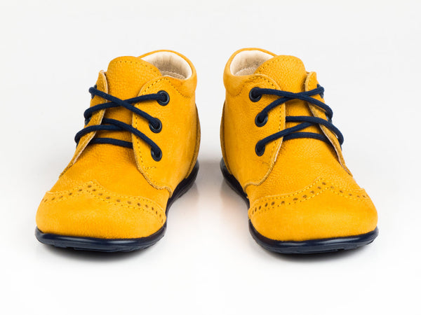 Emel Yellow Leather Lace Up Casual Shoes (e2341-4)