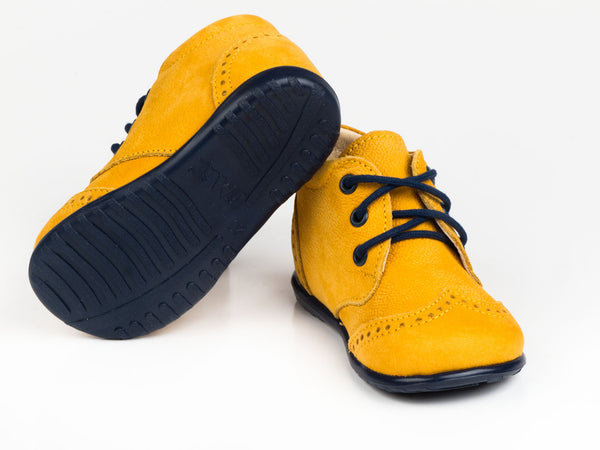 Emel Yellow Leather Lace Up Casual Shoes (e2341-4)