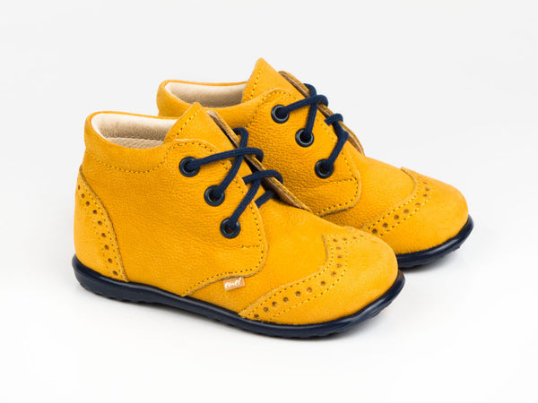 Emel Yellow Leather Lace Up Casual Shoes (e2341-4)