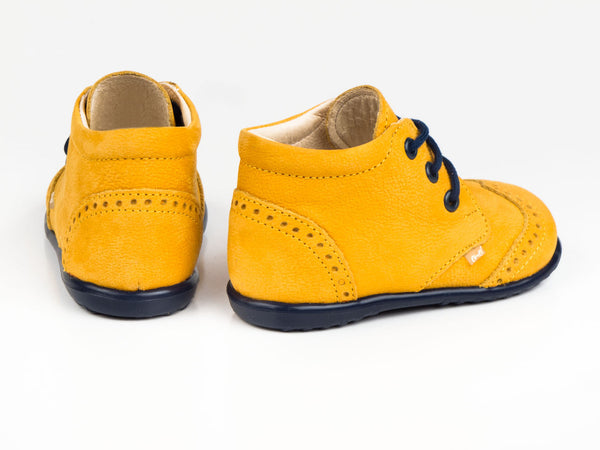 Emel Yellow Leather Lace Up Casual Shoes (e2341-4)