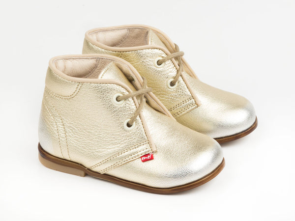 Emel Gold Leather Lace Up Shoes (e2345)