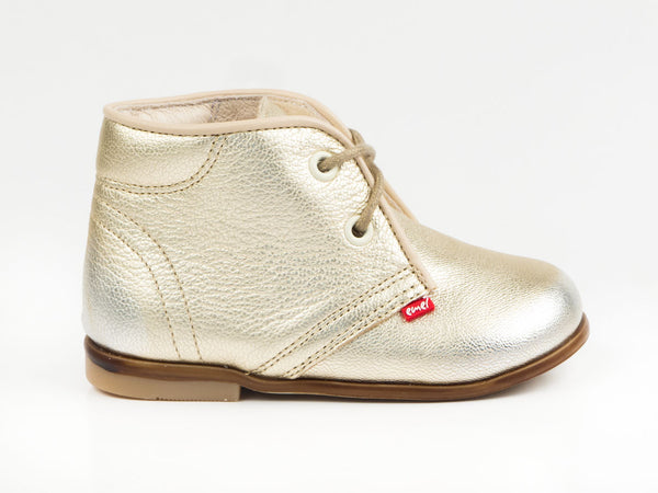 Emel Gold Leather Lace Up Shoes (e2345)