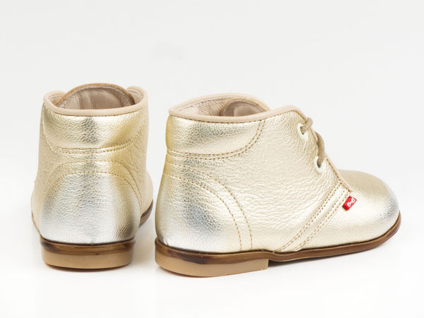 Emel Gold Leather Lace Up Shoes (e2345)