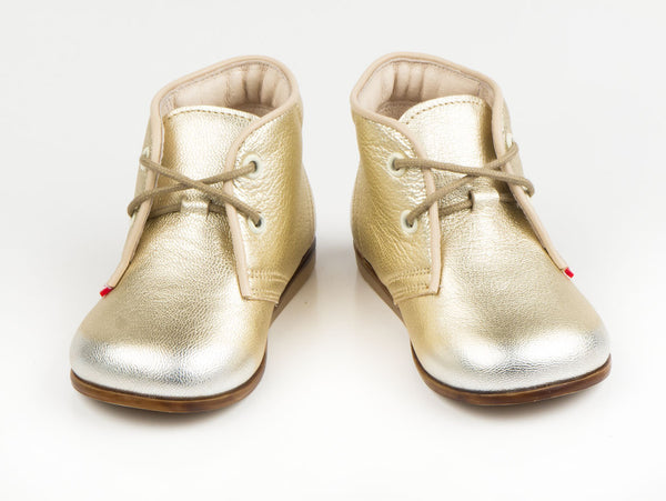 Emel Gold Leather Lace Up Shoes (e2345)