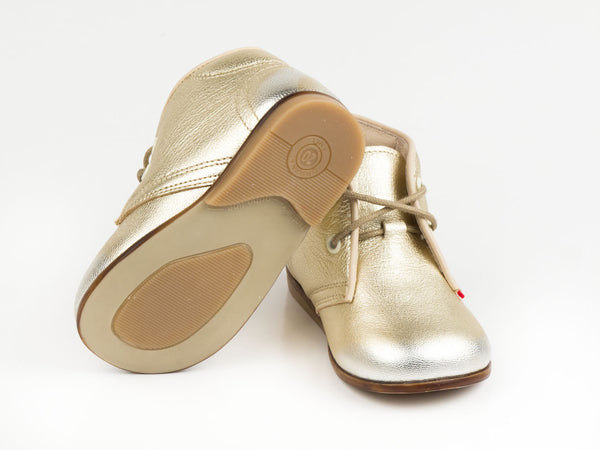 Emel Gold Leather Lace Up Shoes (e2345)