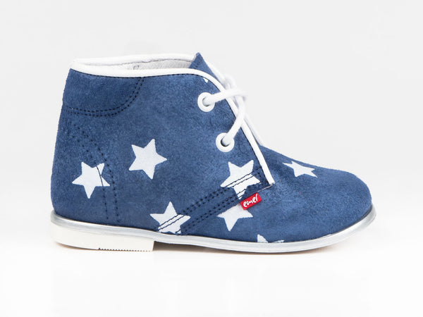 Emel Blue/White Stars Print Suede Lace Up Casual Shoes (e2362)
