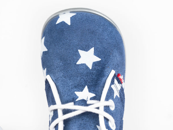 Emel Blue/White Stars Print Suede Lace Up Casual Shoes (e2362)