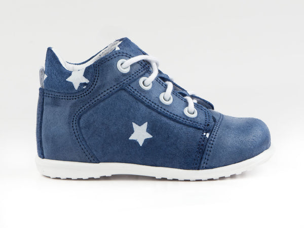 Emel Blue/White Stars Print Suede Lace Up Casual Shoes (e2369)